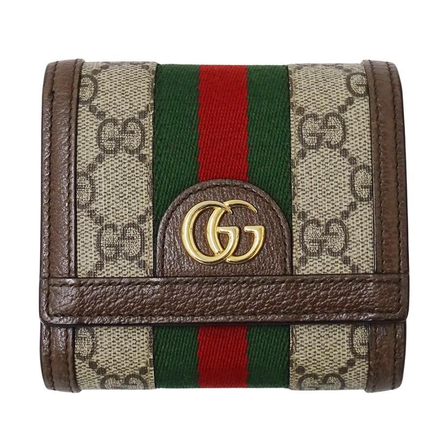 ★3日以内返品可★ 極美品 GUCCI グッチ GGスプリーム オフィディア GG ウォレット 598662 二つ折り財布 ベージュ ブラウン コーティングキャンバス レディース GUCCI（グッチ） 財布 レディース ブランド 二つ折り財布 オフィディア