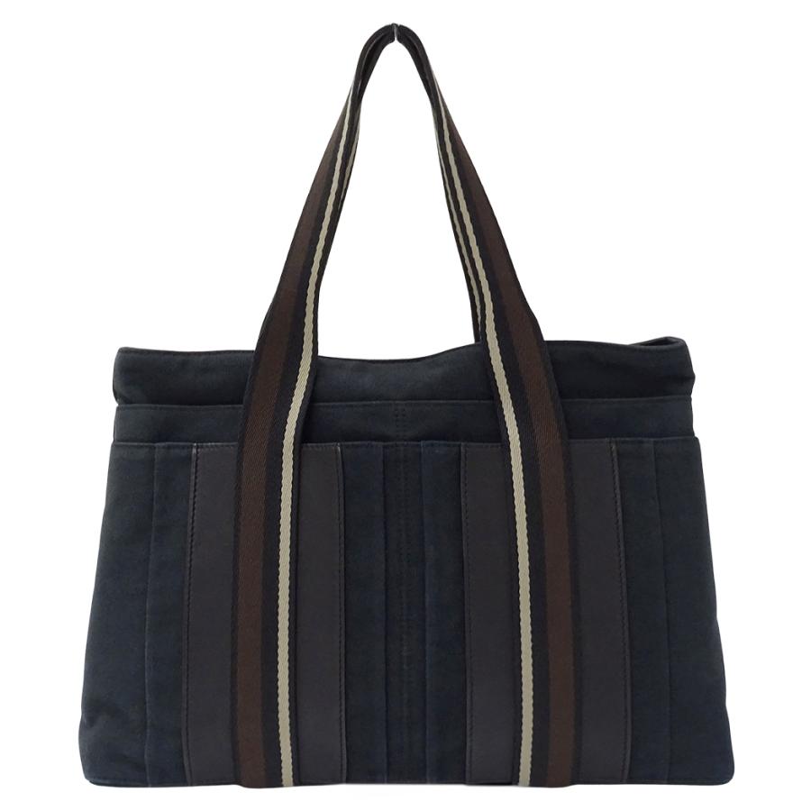美品 HERMES トロカホリゾンタルMM キャンバス レザー 黒 トートバッグ HERMES（エルメス） バッグ レディース ブランド トートバッグ トロカ