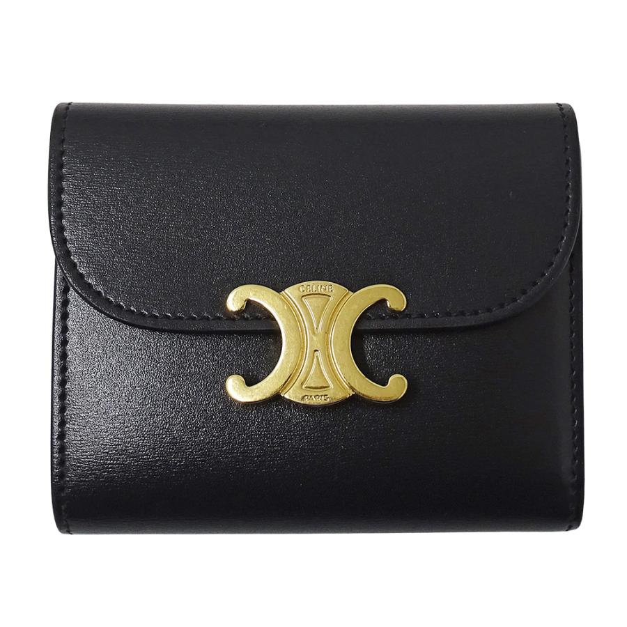 CELINE 二つ折り財布 ブラック　セリーヌ　トリオンフ CELINE（セリーヌ） 財布 レディース ブランド トリオンフ 二つ折り