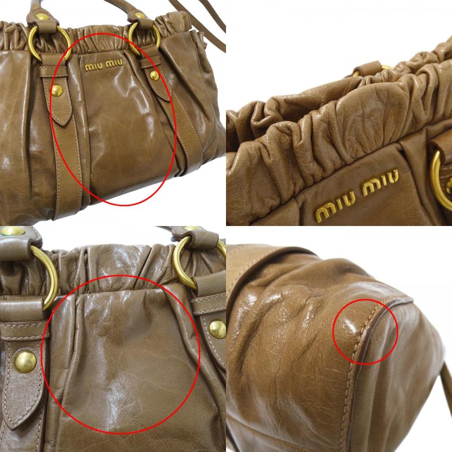 美品　miumiu ハンドバッグ　ショルダー紐付き　ブラウン miu miu（ミュウミュウ） バッグ レディース ブランド ハンドバッグ
