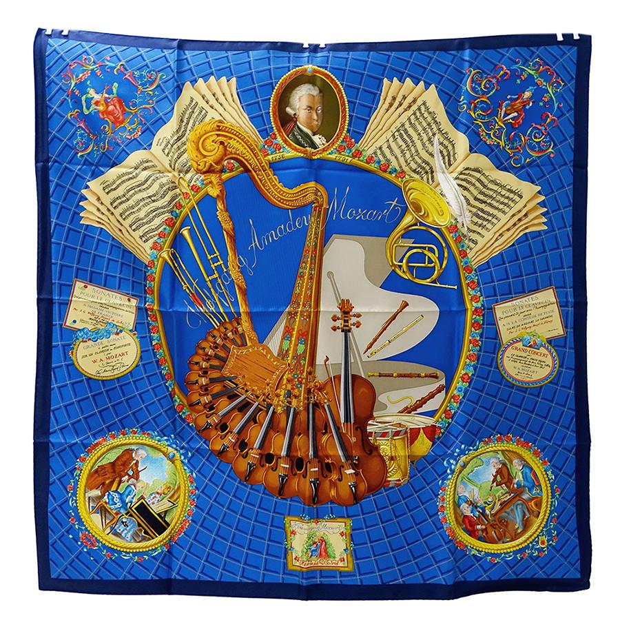 美品HERMES エルメス カレ90 シルク スカーフ モーツァルトへの賛歌 HERMES（エルメス） スカーフ レディース ブランド カレ 90 Wolfgang