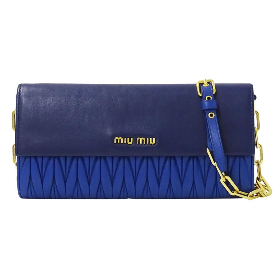 miumiu マテラッセ　ブルー miu miu（ミュウミュウ） 財布 レディース ブランド ショルダー