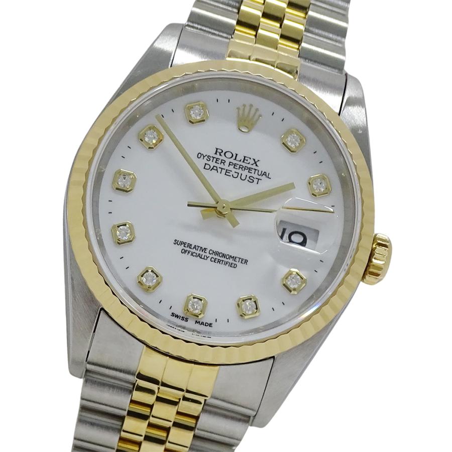 ロレックス ROLEX デイトジャスト 10Pダイヤ K番 16233G ダイヤモンド コンビ 自動巻き メンズウォッチ ウォッチ 黒文字盤 腕時計 SS/YG ゴールド ROLEX（ロレックス） デイトジャスト 16233G W番 時計 メンズ ブランド
