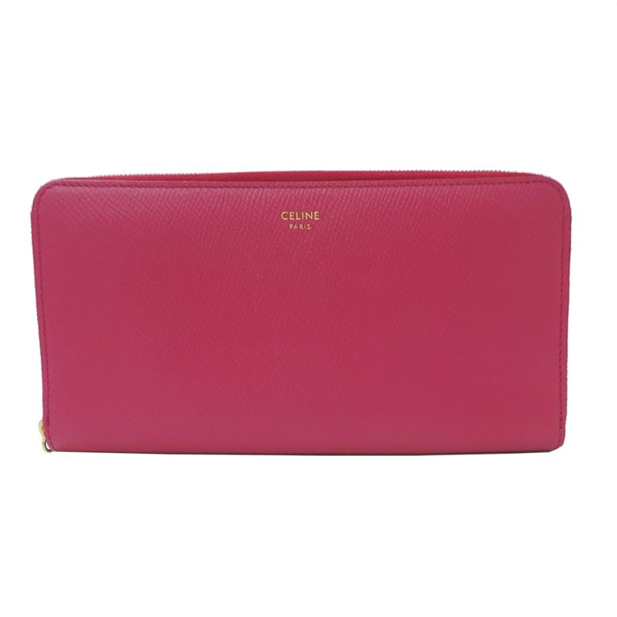 【限定値下げ】 CELINE 財布 ラウンドファスナー ベージュ レッド CELINE（セリーヌ） 財布 レディース ブランド 長財布 レザー ピンク