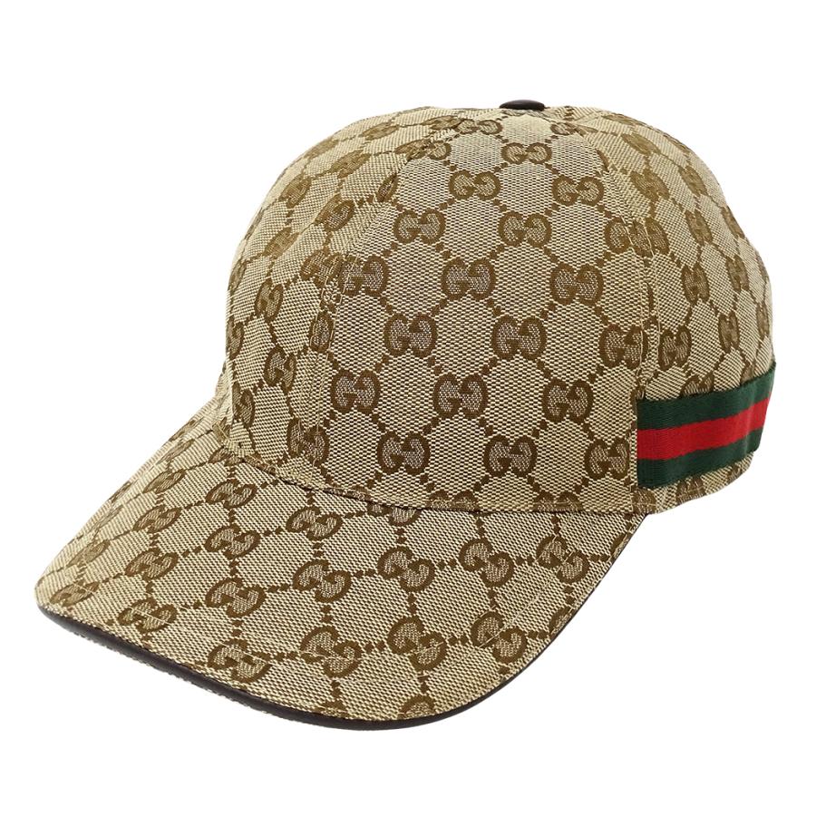 GUCCI キャップ　GGキャンバス　ロゴ　Mサイズ　ベージュ　保存袋・箱付 GUCCI（グッチ） キャップ レディース メンズ ブランド ウェブ GG