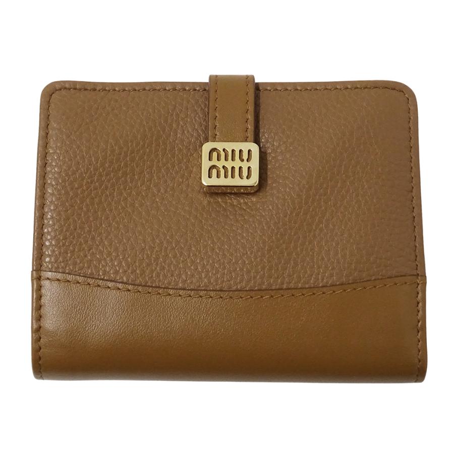 【新品】miu miu 二つ折り財布 スモール　レザー財布 miu miu（ミュウミュウ） 財布 レディース ブランド 二つ折り財布