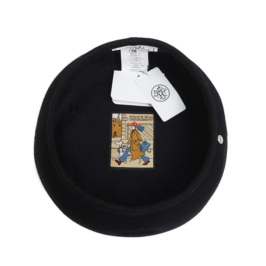 （新品・未使用品）エルメス HERMES サントノーレ ベレー帽 帽子 ハット #58 カシミヤ100％ レーヨン シルク セリエ ノワール