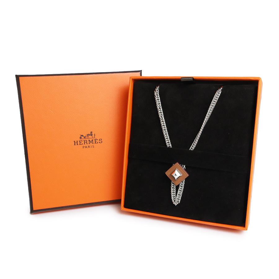 （新品・未使用品）エルメス HERMES グルメット エケストル PM ネックレス ペンダント ヴォースイフト レザー ゴールド ブラウン 茶 シルバー金具 箱付｜brandbrand｜02