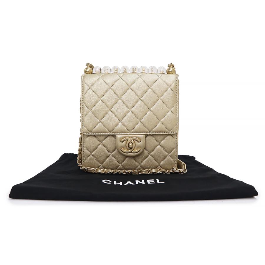 （未使用　展示品）シャネル CHANEL マトラッセ シックパール アクリルビーズ フラップバッグ チェーン ショルダーバッグ ゴートスキン レザー 金 AS0584｜brandbrand｜02