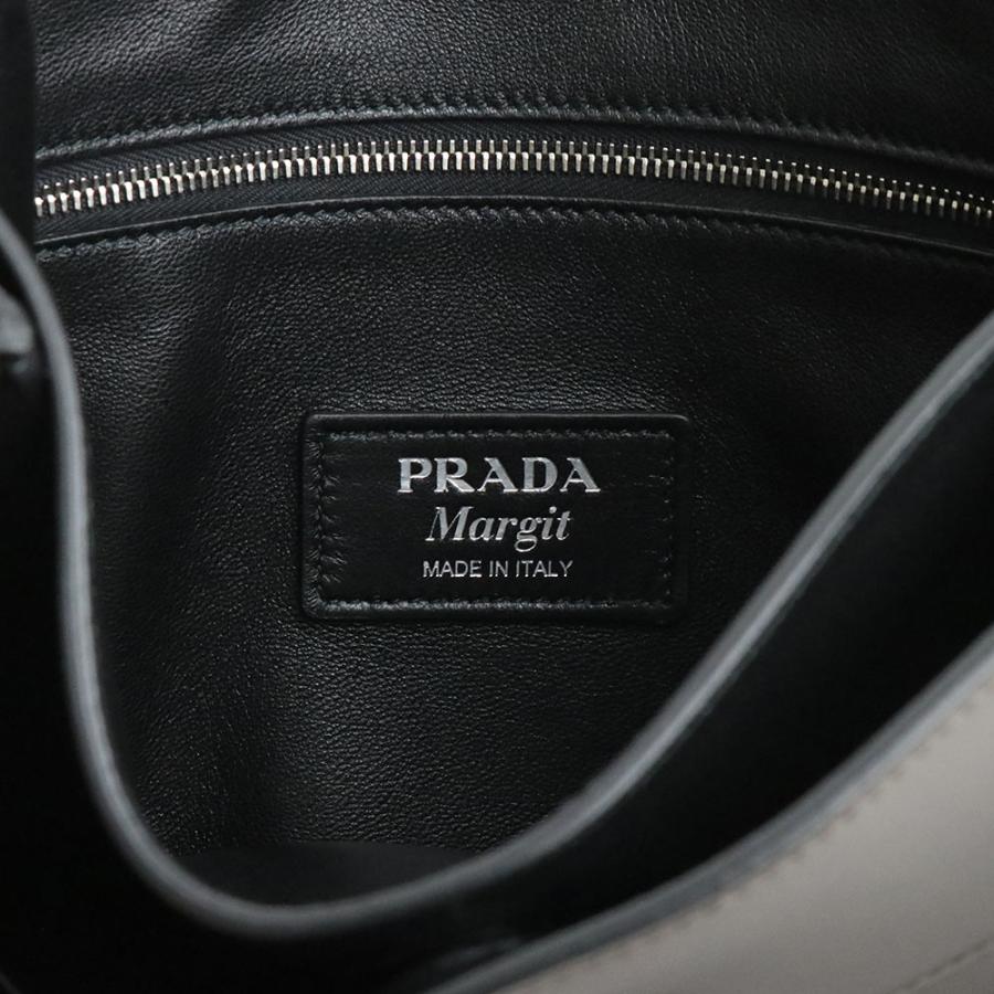 （新品・未使用品）プラダ PRADA Margit マギット ワンショルダーバッグ シティカーフ レザー アルギッラ ネロ グレー ブラック シルバー金具 1BC076｜brandbrand｜09