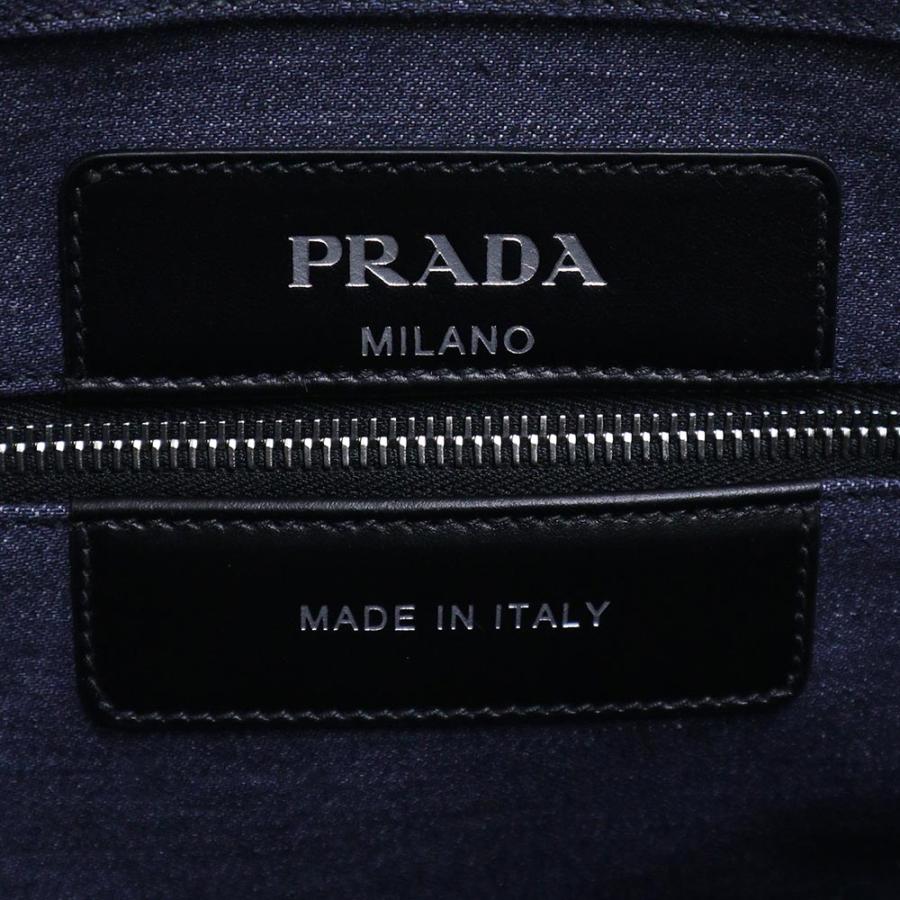 （新品・未使用品）プラダ PRADA トート ハンドバッグ デニム レザー ブルー NERO ブラック 青 黒 シルバー金具 1BG356｜brandbrand｜09