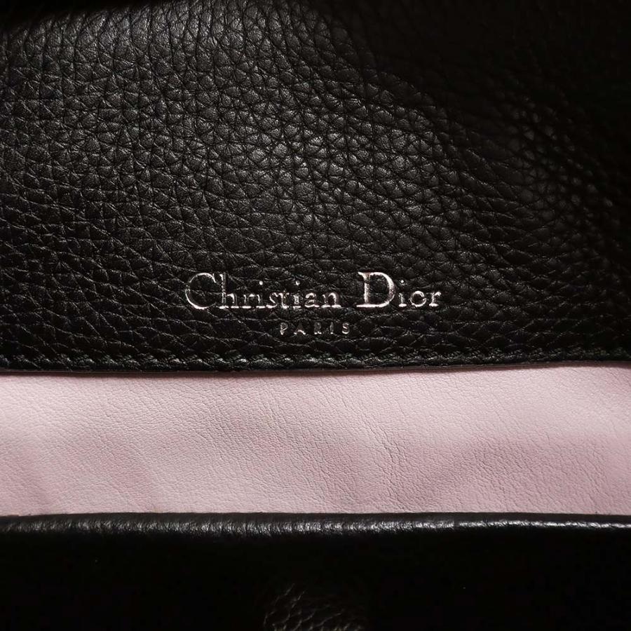 （美品）クリスチャンディオール Christian Dior オープン バー トート ハンドバッグ レザー ブラック ピンク 黒 シルバー金具｜brandbrand｜09