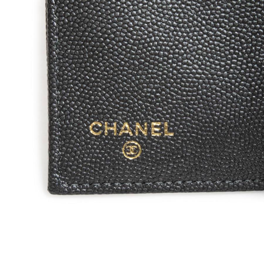 （新品・未使用品）シャネル CHANEL マドモアゼル シェブロン ミディアム ウォレット 三つ折り財布 キャビアスキン レザー メタリックチャコールグレー ゴールド｜brandbrand｜09