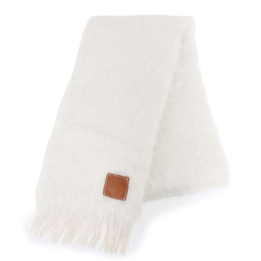 美品）ロエベ LOEWE アナグラム スカーフ マフラー フリンジ モヘア  