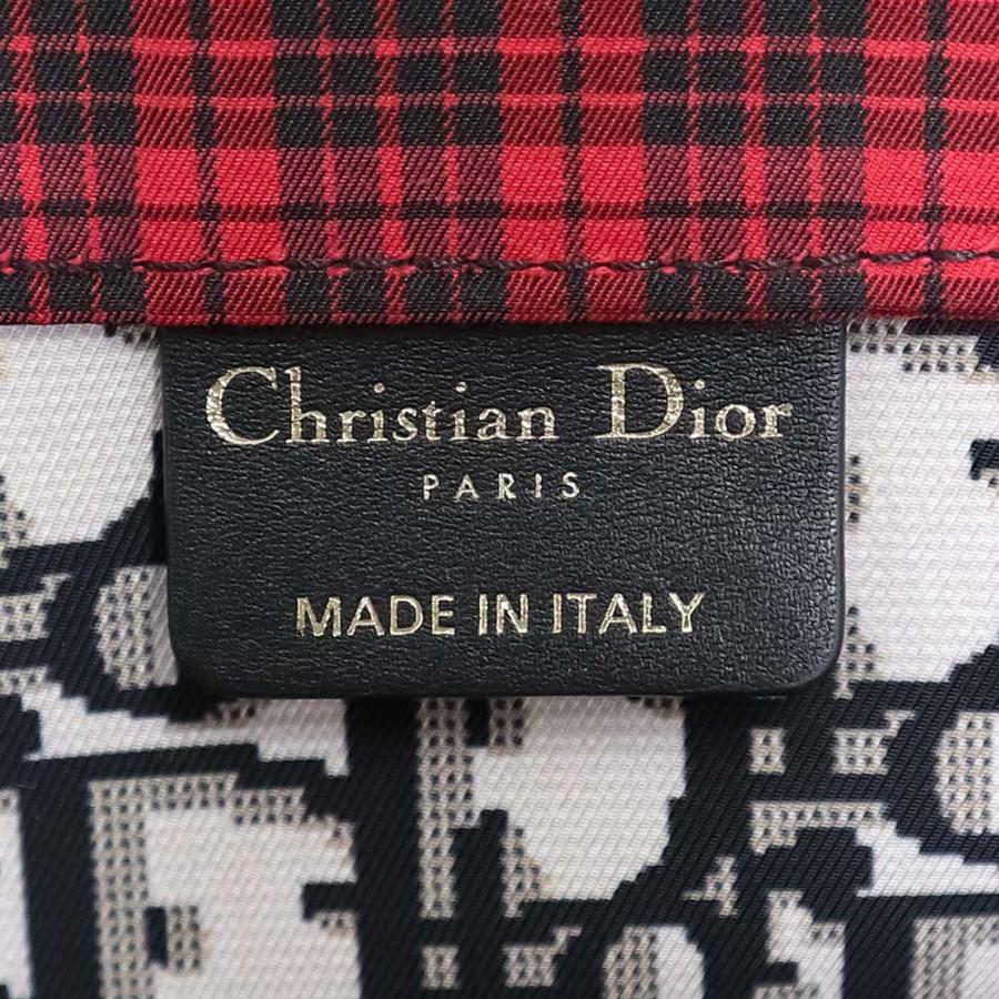 （未使用　展示品）クリスチャンディオール Christian Dior ディオールダブル トート ハンドバッグ キャンバス チェック 格子 オブリーク レッド  黒 M1710ZTET｜brandbrand｜09