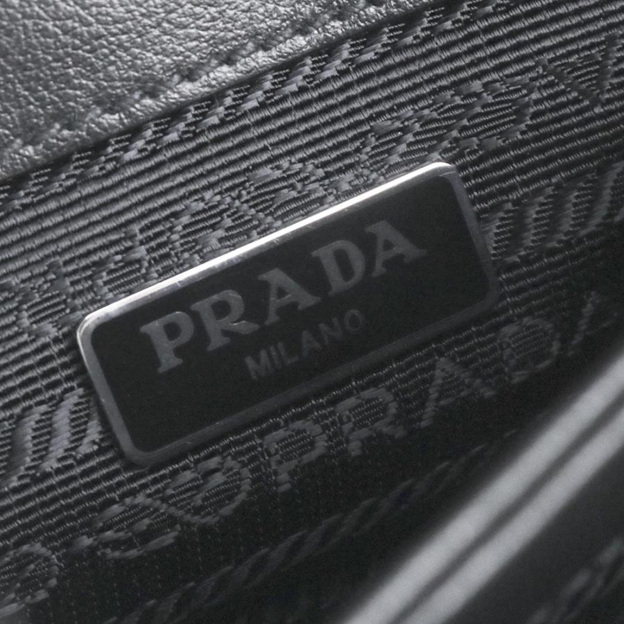 （美品）プラダ PRADA チェーン ショルダーバッグ 斜め掛け ソフトカーフ サフィアーノレザー ネロ ブラック 黒 シルバー金具 1BD144｜brandbrand｜10