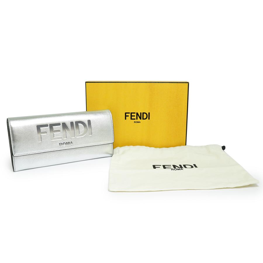 （新品・未使用品）フェンディ FENDI ロゴ エンボス コンチネンタル ウォレット 二つ折り長財布 カーフレザー メタリックシルバー ゴールド金具 8M0251 箱付｜brandbrand｜02