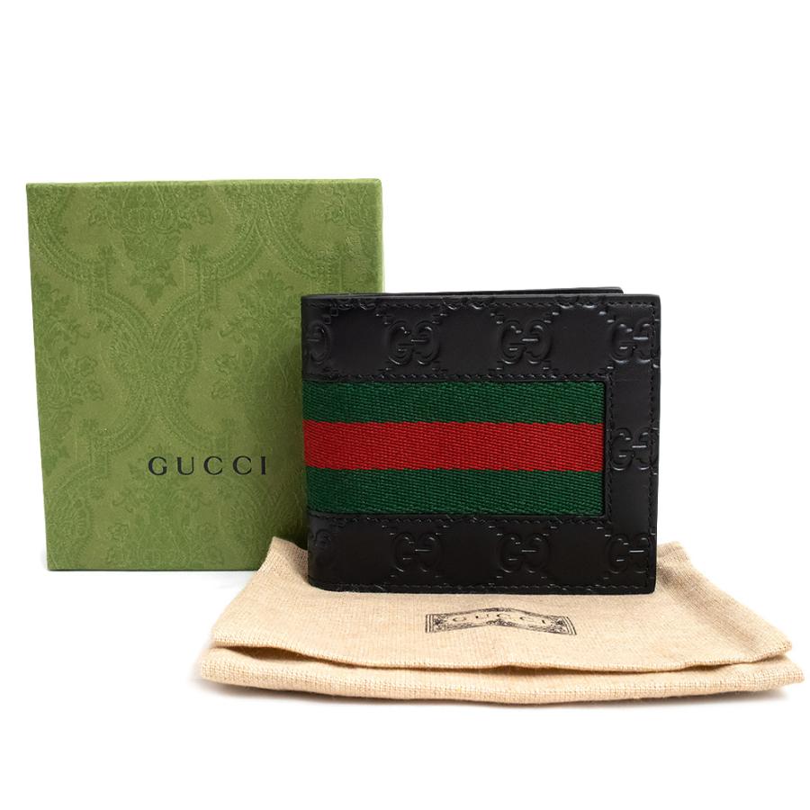 （新品・未使用品）グッチ GUCCI ウェブ シェリーライン 二つ折り財布 札入れ グッチシマ レザー ブラック 黒 408827 箱付｜brandbrand｜02