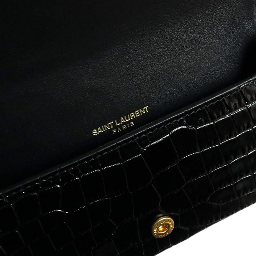 （新品・未使用品）サンローラン SAINT LAURENT モノグラム フォンホルダー スマホ ショルダーバッグ 斜め掛け クロコ型押しレザー ブラック ゴールド 635095｜brandbrand｜10