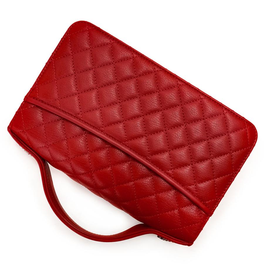 （未使用保管品）シャネル CHANEL CCユニバーシティ マトラッセ チェーン 2way ショルダー ハンドバッグ 斜め掛け レザー 赤 アンティークシルバー金具 A93536_6