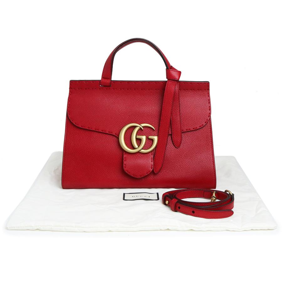 （未使用　展示品）グッチ GUCCI GGマーモント トップハンドル スモール 2way ショルダー ハンドバッグ 斜め掛け レザー レッド 赤 ゴールド金具 421890 GUCCI（グッチ） （未使用 展示品）グッチ GUCCI GGマーモント トップ