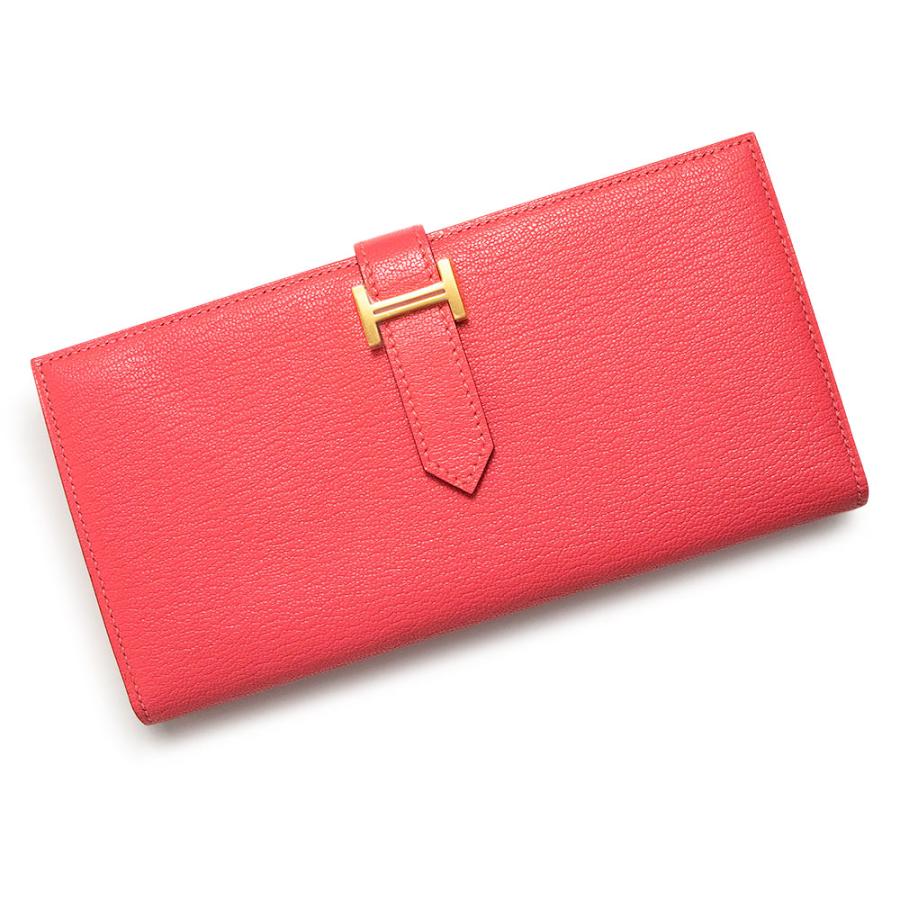 （新品・未使用品）エルメス HERMES ベアン スフレ 二つ折り長財布 シェーブルミゾール レザー ローズリップスティック ピンク ゴールド金具 X刻印 箱付 HERMES（エルメス） （新品・未使用品）エルメス ベアン スフレ 二