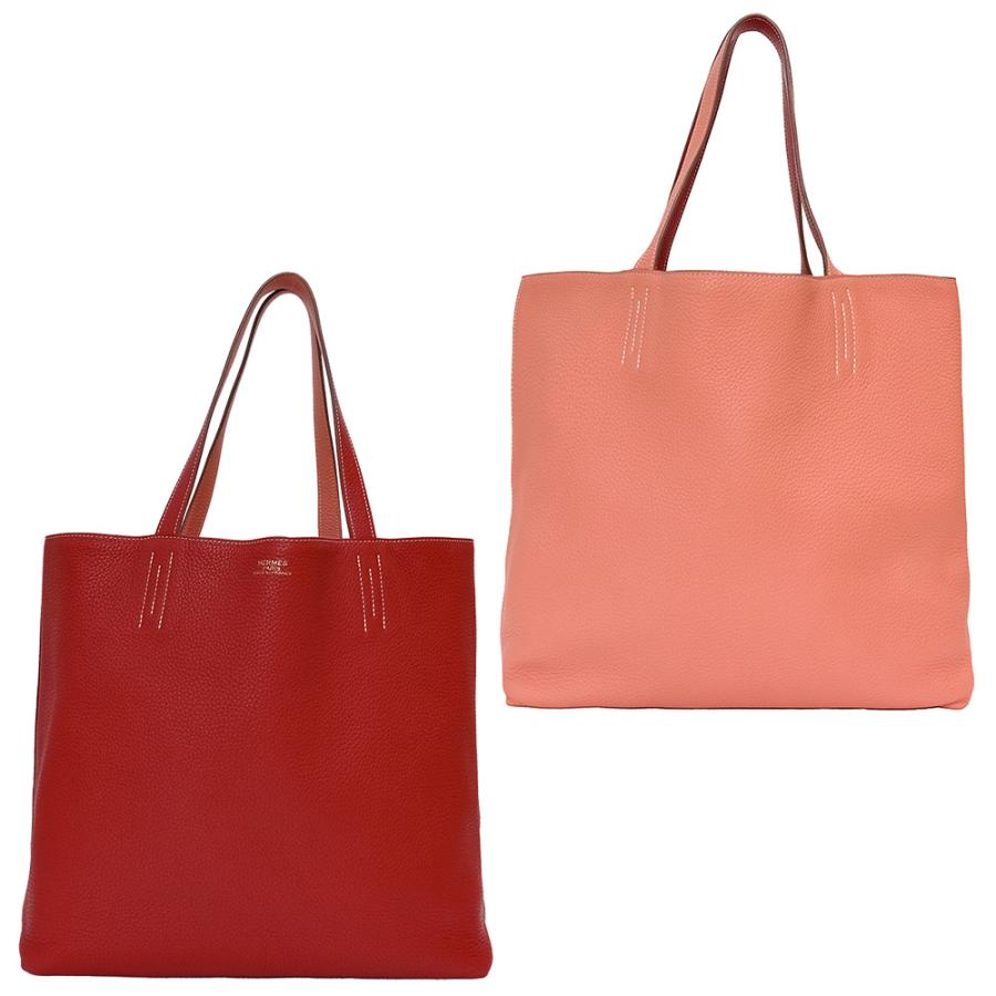 （中古）エルメス HERMES ドゥブルセンス 45 トートバッグ トリヨンクレマンス レザー ルージュカザック フラミンゴ ピンク レッド 赤 □P刻印 HERMES（エルメス） （中古）エルメス ドゥブルセンス 45 トートバッグ