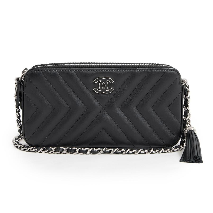 未使用保管品）シャネル CHANEL Vステッチ クラッチ チェーン 