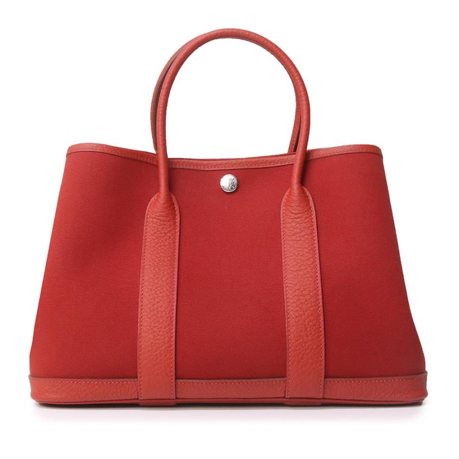 （未使用　展示品）エルメス HERMES ガーデンパーティ TPM 30 ヴェルソ ハンドバッグ トワルオフィシエ キャンバス ネゴンダ レザー ルージュベネチアン ルージュデュセス ローズエクストリーム 赤 シルバー金具 Z刻印 HERMES（エルメス） （未使用 展示品）エルメス ガーデンパーティ TPM