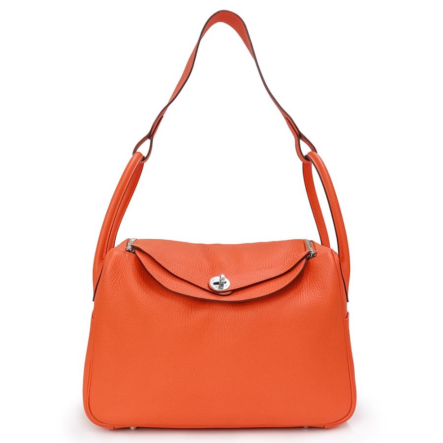 本物 エルメス HERMES リンディ 34 トリヨンクレマンス レザー 2WAY ショルダーバッグ ハンドバッグ □P刻 2012年 オレンジ Lindy バッグ 中古・ HERMES（エルメス） （未使用 展示品）エルメス リンディ 34 2way
