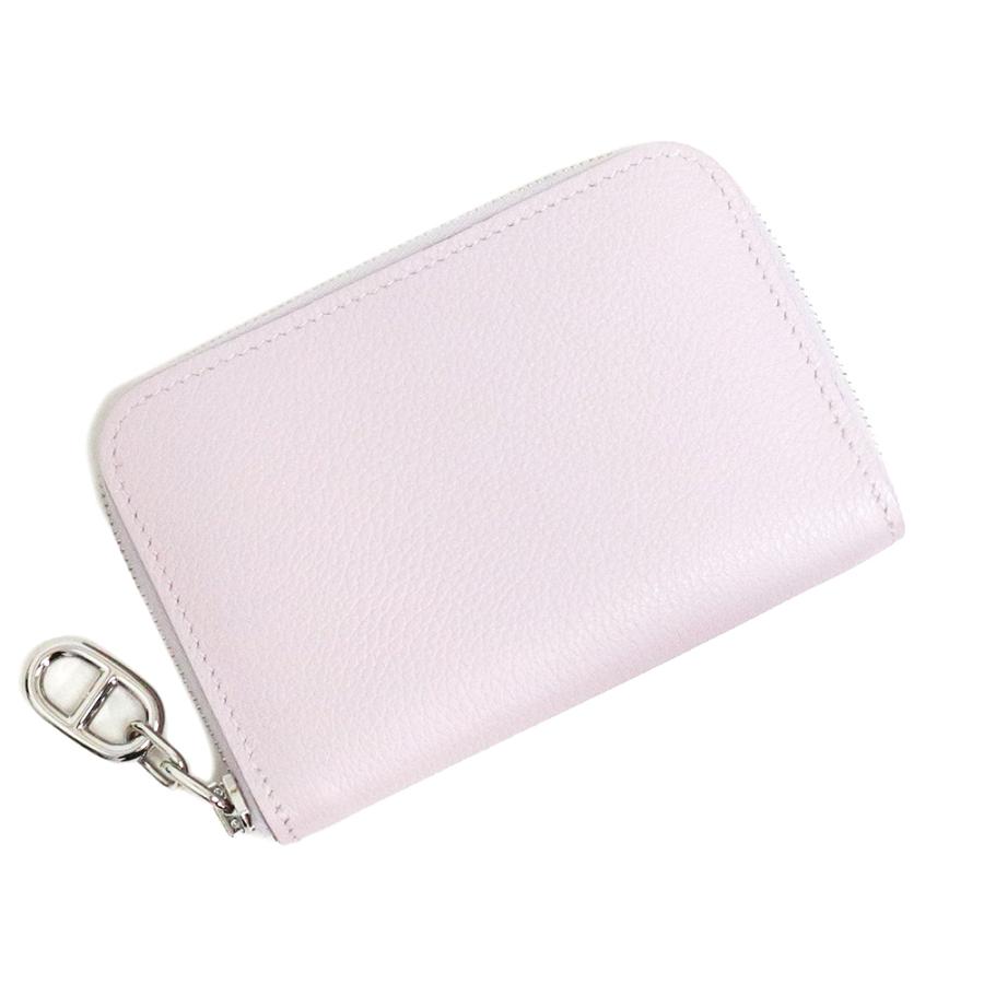 （未使用　展示品）エルメス HERMES ジップアンゴー コンパクト シェーヌダンクル ケース 小銭入れ 財布 エバーグレイン レザー モーヴペール ピンク シルバー金具 B刻印 箱付 HERMES（エルメス） （未使用 展示品）エルメス ジップアンゴー