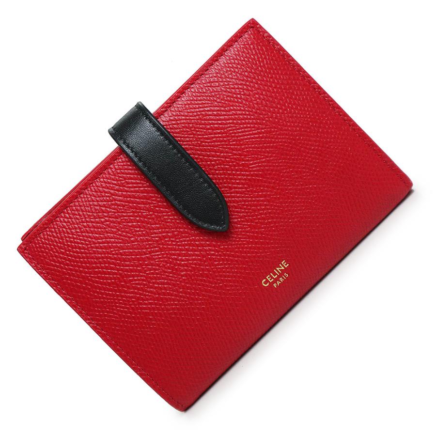 セリーヌ CELINE ミディアムストラップウォレット 二つ折り財布 ボルドー CELINE セリーヌ ミディアムストラップウォレットボルドーレッド