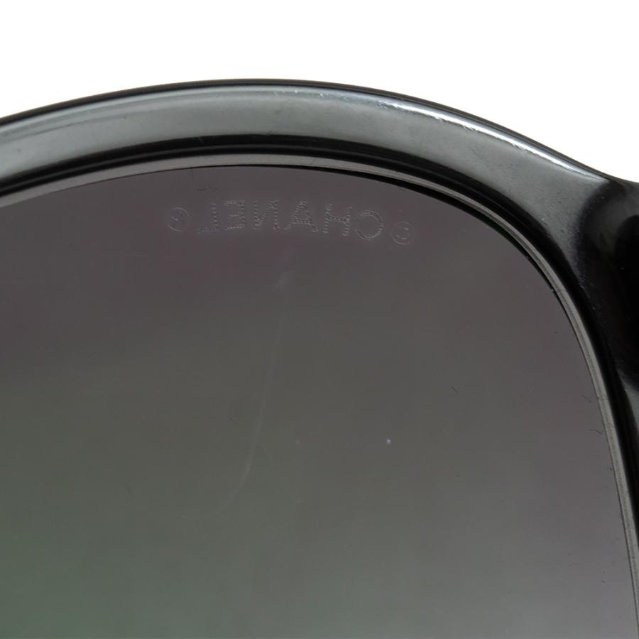 （美品）シャネル CHANEL ボストン サングラス アイウェア プラスチック ブラック 黒 ゴールド金具 5403-A_5