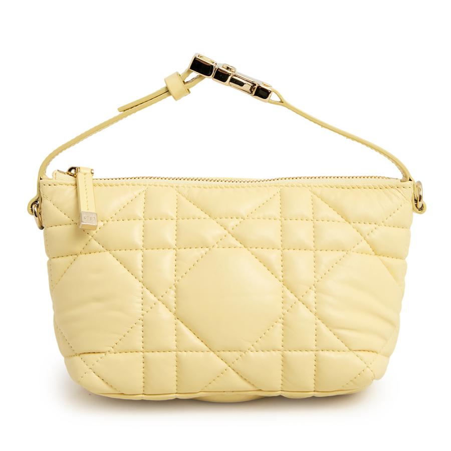 （未使用　展示品）クリスチャンディオール Christian Dior トラベル ノマド スモール ポーチ ハンドバッグ カナージュ カーフスキン レザー イエロー ゴールド金具 S5553 Christian Dior（クリスチャン・ディオール） （未使用 展示品