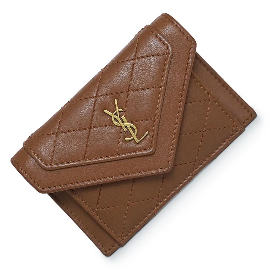 （未使用　展示品）サンローラン SAINT LAURENT ギャビー ケース 小銭入れ 財布 カードケース 名刺入れ 定期入れ パスケース ラムスキン レザー ブラウン 茶 アンティークゴールド金具 734921 箱付 未使用 展示品）サンローラン SAINT LAURENT ギャビー コインケース