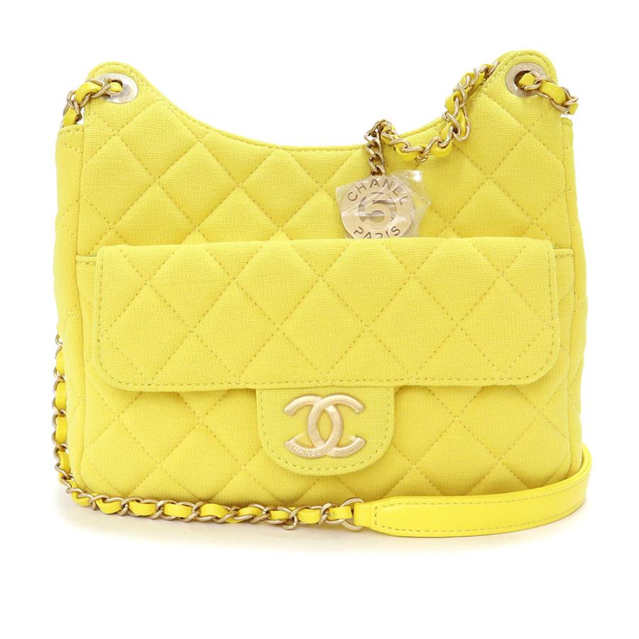 （新品・未使用品）シャネル CHANEL ホーボー マトラッセ ココマーク チェーン ショルダーバッグ 斜め掛け ウールジャージー イエロー 黄 アンティークゴールド金具 AS3690 CHANEL（シャネル） （新品・未使用品）シャネル ホーボー マトラッセ