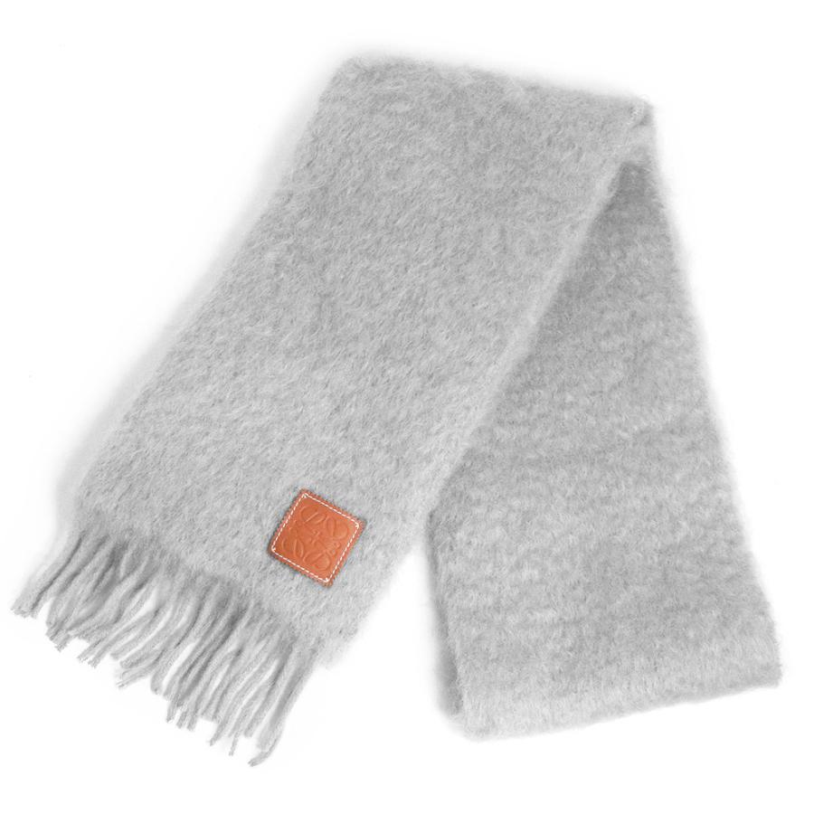 LOEWE ロエベアナグラム刺繍 ロゴ モヘア混 フリンジ マフラー美品