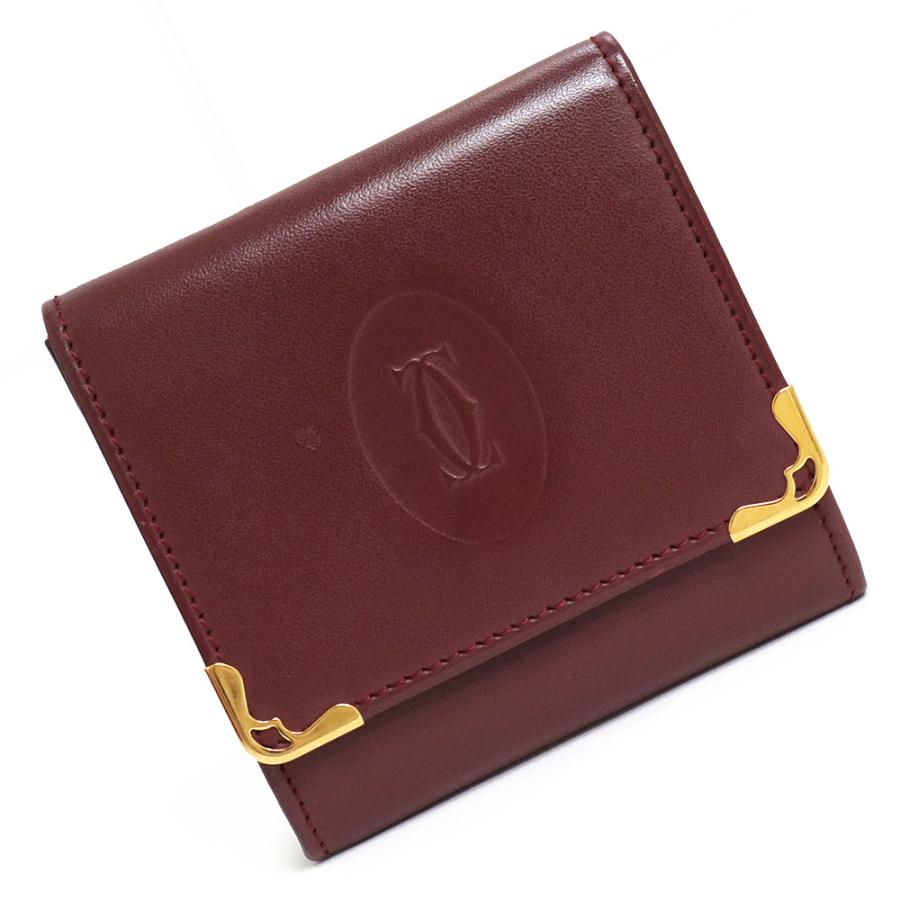 カルティエ　ケース　ブラック　マストライン　レザー　ロゴ型押し カルティエ コインケース ブラック マストライン レザー ロゴ型押し