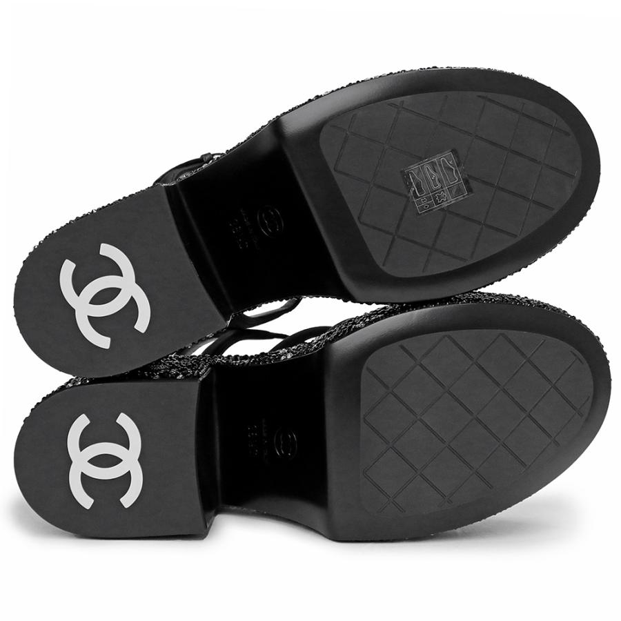 CHANEL ブラック スパンコール サンダル CHANEL（シャネル） （新品・未使用品）シャネル グログラン ライン