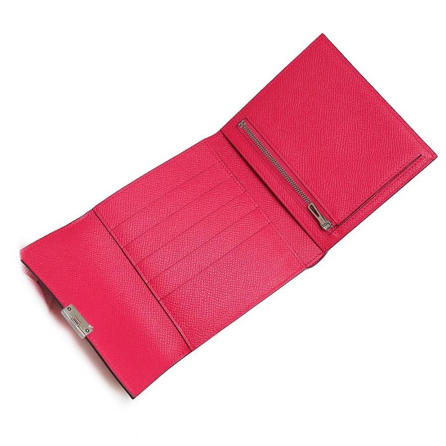 （新品・未使用品）エルメス HERMES クリック 12 三つ折り財布 ヴォーエプソン レザー ローズエクストリーム ピンク シルバー金具 A刻印の画像