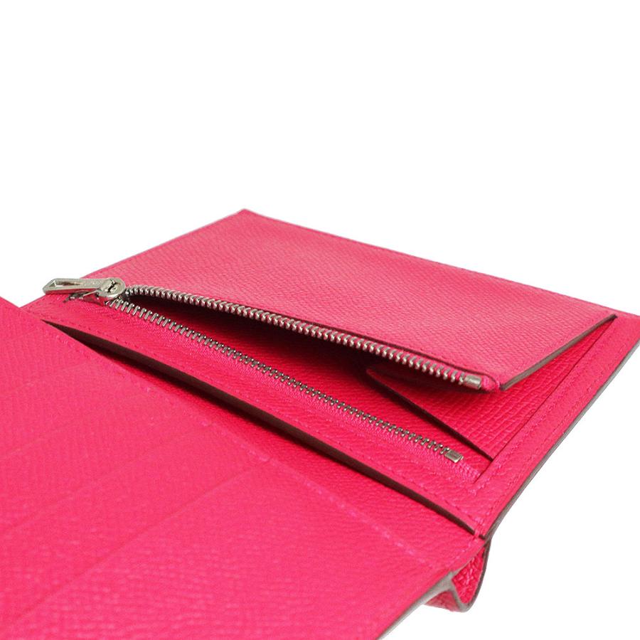 （新品・未使用品）エルメス HERMES クリック 12 三つ折り財布 ヴォーエプソン レザー ローズエクストリーム ピンク シルバー金具 A刻印の画像