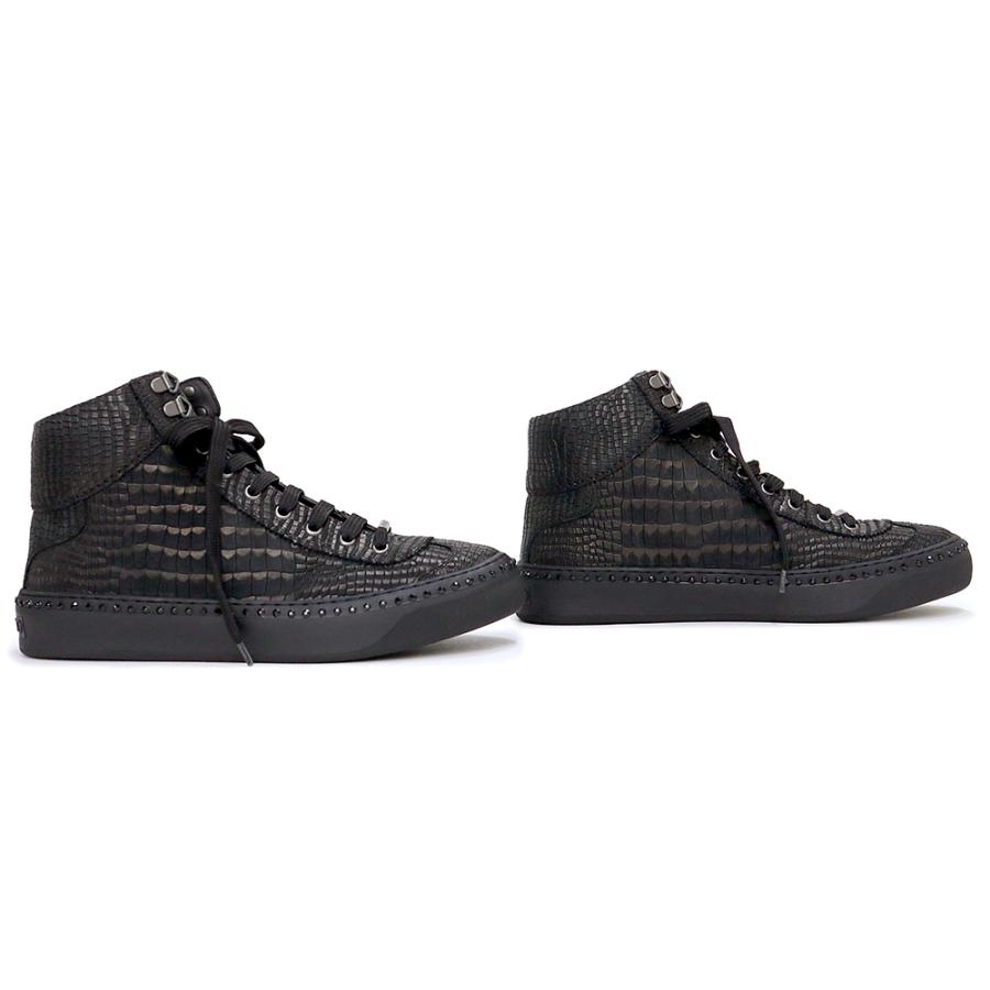 極美品 ジミーチュウ ハイカットスニーカー 41 スタッズ アーガイル 牛革 黒 JIMMY CHOO（ジミーチュウ） （未使用 展示品）ジミーチュウ