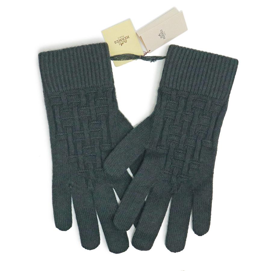 （新品・未使用品）エルメス HERMES パコ 手袋 グローブ Sサイズ カシミヤ 100％ ヴェールドグリ グリーン グレー 緑 箱付 HERMES（エルメス） （新品・未使用品）エルメス パコ 手袋 グローブ S