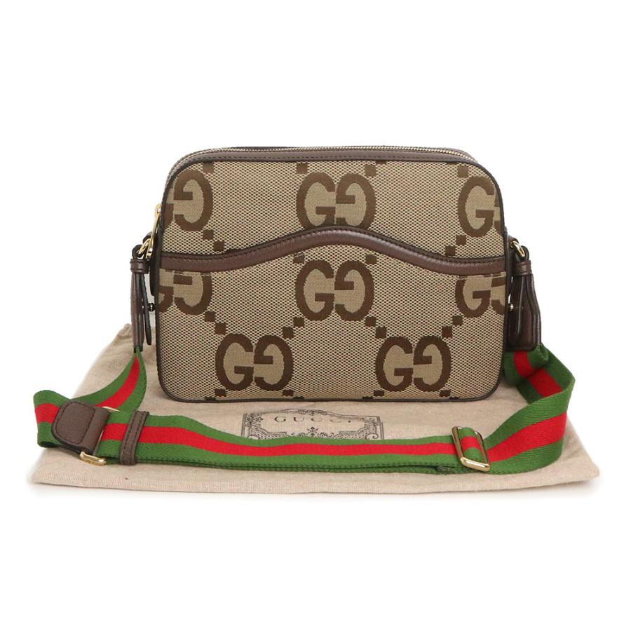 （新品・未使用品）グッチ GUCCI ジャンボGG ショルダー メッセンジャーバッグ 斜め掛け GGキャンバス レザー コットンリネン キャメル ベージュ 675891の画像