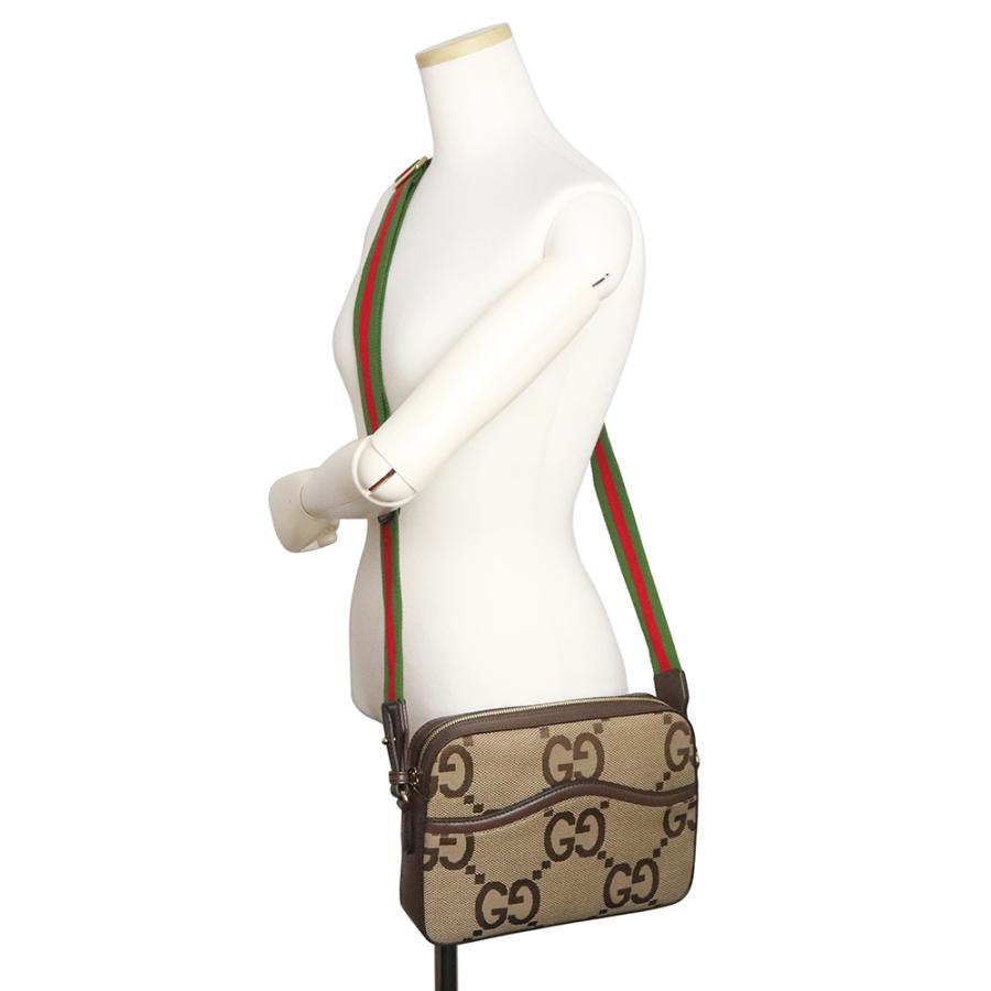 （新品・未使用品）グッチ GUCCI ジャンボGG ショルダー メッセンジャーバッグ 斜め掛け GGキャンバス レザー コットンリネン キャメル ベージュ 675891の画像