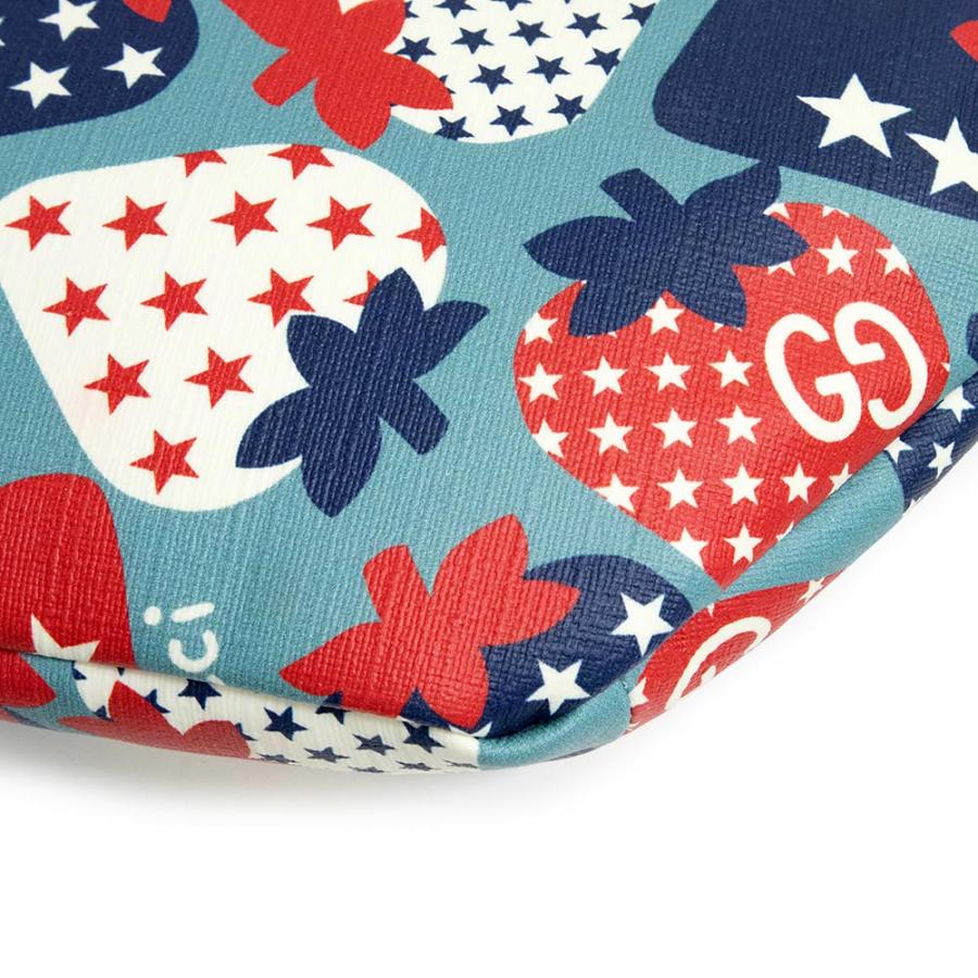 （新品・未使用品）グッチ GUCCI チルドレンズ ベルトバッグ ストロベリー イチゴ スター 星 ウエストバッグ スプリーム キャンバス ライトブルー レッド 502095の画像