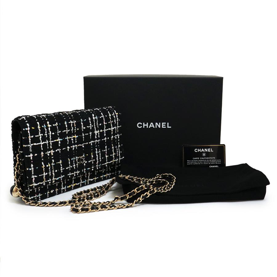【美品】シャネルCHANELクラシック長財布マトラッセ黒 新品ショルダー付 CHANEL（シャネル） 財布 マトラッセ レディース ブランド 長財布