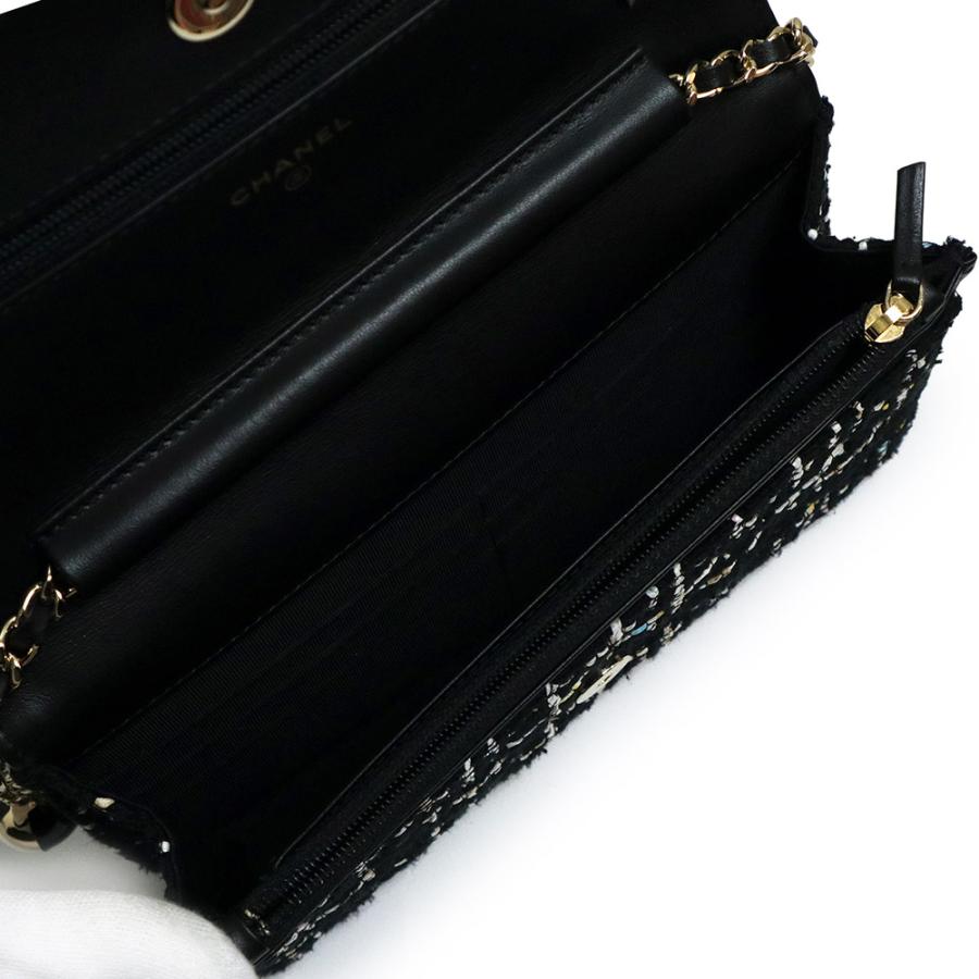 【美品】シャネルCHANELクラシック長財布マトラッセ黒 新品ショルダー付 CHANEL（シャネル） 財布 マトラッセ レディース ブランド 長財布