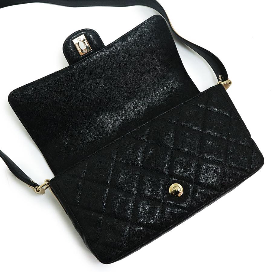 （美品）シャネル CHANEL マトラッセ ココマーク ショルダーバッグ 斜め掛け カーフレザー ソフトキャビア ブラック ベージュ 黒 ゴールド金具 AS2272 箱付_2