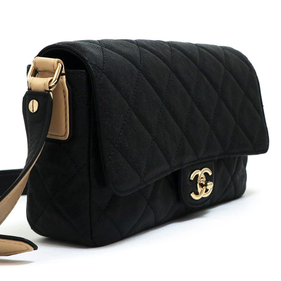 （美品）シャネル CHANEL マトラッセ ココマーク  ショルダーバッグ 斜め掛け カーフスキン レザー ソフトキャビア ブラック ベージュ 黒 ゴールド金具 AS2273 箱付 CHANEL（シャネル） （美品）シャネル マトラッセ ココマーク